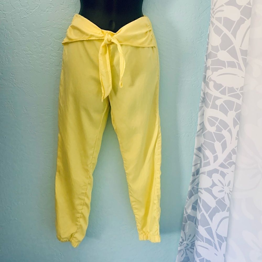 Zara Girls Soft Collection Yellow Tie Waist Joggers Size 13/14